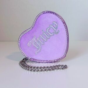 JUICY COUTURE Wristlet String of Pearls Heart Zip Around - Purple